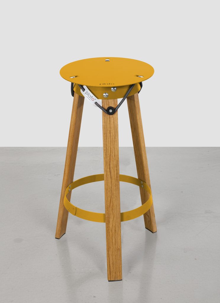 Tabouret Plato Jaune Safran cordon gris